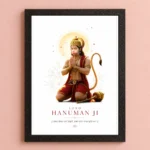 Lord Hanuman Ji A4 Size (8x12) Aesthetic Poster Frame for Door, Wall & Pooja Room