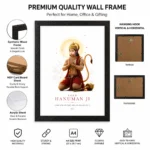 Lord Hanuman Ji A4 Size (8x12) Aesthetic Poster Frame for Door, Wall & Pooja Room - Image 3