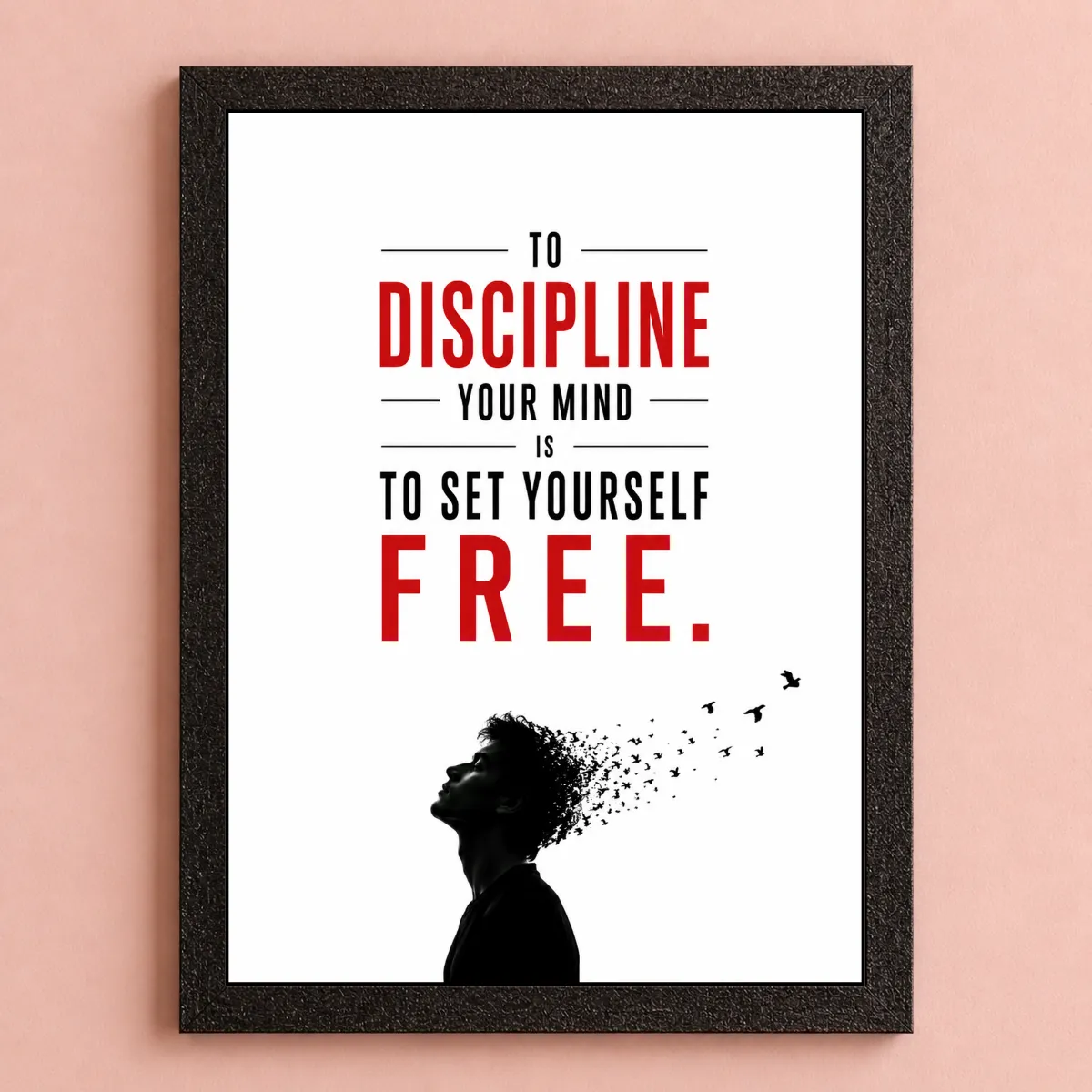 1 Discipline photo frames for wall – motivational quotes frames – poster with frame – Discipline poster for Room decor – Quotes walls frames – (8 X 12 inches) A4 Size (To discipline your mind is to set yourself free). - Image 1