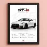 JDM Nissan GTR R35 Aesthetic A4 (Size) 8*12 inch Wall Art | Decor Poster Frame for Bedroom, Living Room & Office