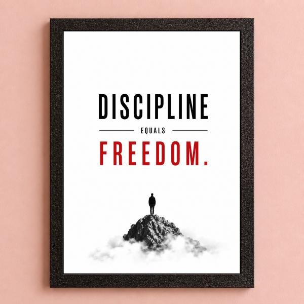 1 Discipline photo frames for wall - motivational quotes frames - poster with frame - Discipline poster for Room decor - Quotes walls frames - (8 X 12 inches) A4 Size (Discipline equals freedom) - Image 1