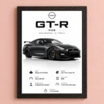 JDM Nissan GTR R35 Aesthetic A4 (Size) 8*12 inch Wall Art | Poster Frame for Bedroom, Living Room & Office