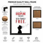 Discipline photo frames for wall – motivational quotes frames – poster with frame – Discipline poster for Room decor – Quotes walls frames – (8 X 12 inches) A4 Size (To discipline your mind is to set yourself free). - Image 3