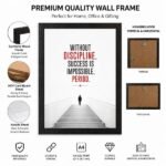Discipline photo frames for wall – motivational quotes frames – poster with frame – Discipline poster for Room decor – Quotes walls frames – (8 X 12 inches) A4 Size (Without discipline, success is impossible, period) - Image 3