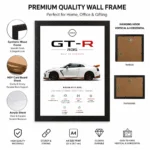 JDM Nissan GTR R35 Aesthetic A4 (Size) 8*12 inch Wall Art | Decor Poster Frame for Bedroom, Living Room & Office - Image 3