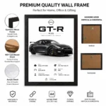 JDM Nissan GTR R35 Aesthetic A4 (Size) 8*12 inch Wall Art | Poster Frame for Bedroom, Living Room & Office - Image 3