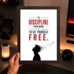 Discipline photo frames for wall – motivational quotes frames – poster with frame – Discipline poster for Room decor – Quotes walls frames – (8 X 12 inches) A4 Size (To discipline your mind is to set yourself free). - Image 4