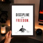 Discipline photo frames for wall - motivational quotes frames - poster with frame - Discipline poster for Room decor - Quotes walls frames - (8 X 12 inches) A4 Size (Discipline equals freedom) - Image 4