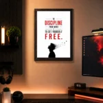 Discipline photo frames for wall – motivational quotes frames – poster with frame – Discipline poster for Room decor – Quotes walls frames – (8 X 12 inches) A4 Size (To discipline your mind is to set yourself free). - Image 2