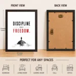 Discipline photo frames for wall - motivational quotes frames - poster with frame - Discipline poster for Room decor - Quotes walls frames - (8 X 12 inches) A4 Size (Discipline equals freedom) - Image 6