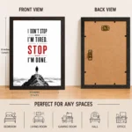 Discipline photo frames for wall – motivational quotes frames – poster with frame – Discipline poster for Room decor – Quotes walls frames – (8 X 12 inches) A4 Size (I don’t stop when I’m tired. I stop when I’m done.) - Image 6